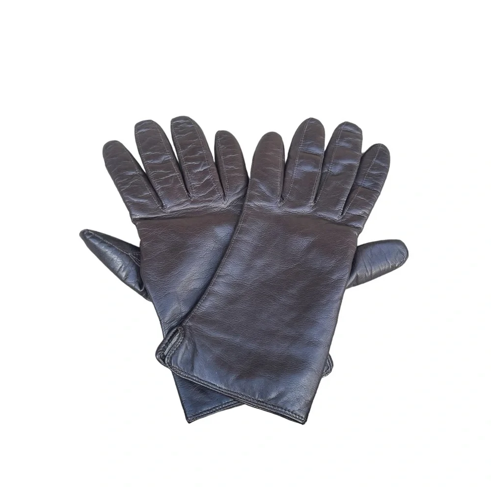 Vintage Coach Leather Gloves Brown Leather Tan Cashmere Lined EUC Size 7.5
